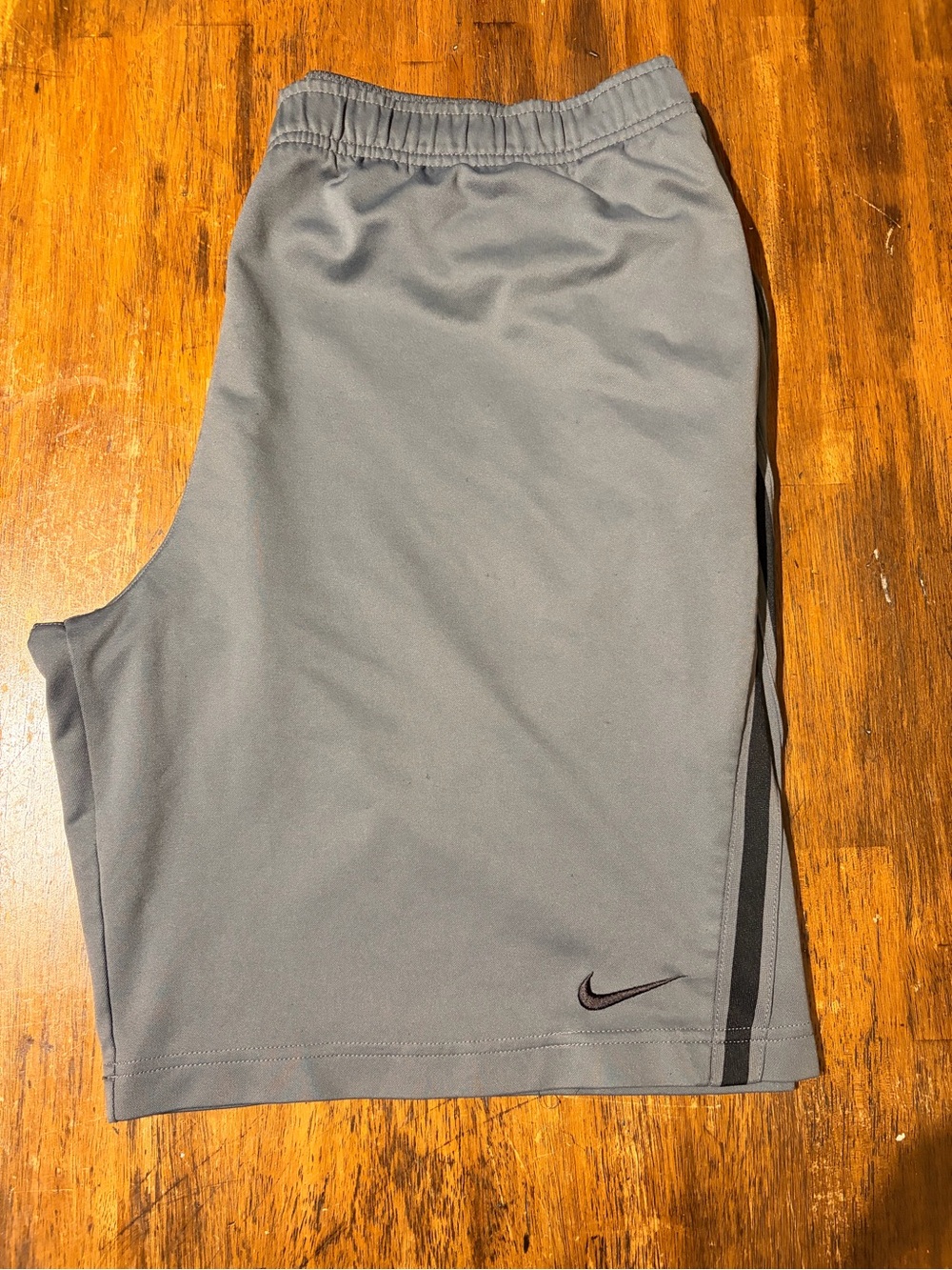 Nike Men’s Gray Athletic Shorts with Black Stripe